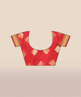 Red woven organza saree with blouse 5