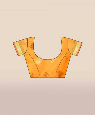 Orange woven organza saree with blouse 5
