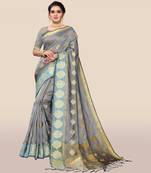 Grey woven organza saree with blouse