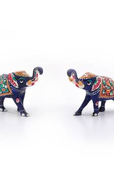 Enamel Work Decorative Elephant Pair Gift 133