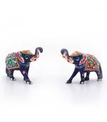 Enamel Work Decorative Elephant Pair Gift 133