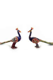 Pure Brass Handpainted Peacock Pair Handicraft 152