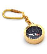 Antique Brass Handcrafted Compass in Keychain 161