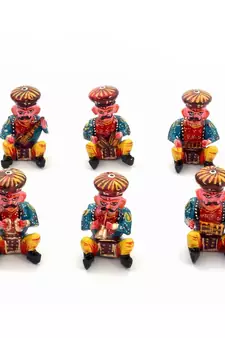 Rajasthani 6 Piece Musician Bawla Set in Wood 183