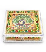 White Metal Pure Meenakari Work Dry Fruit Box -191