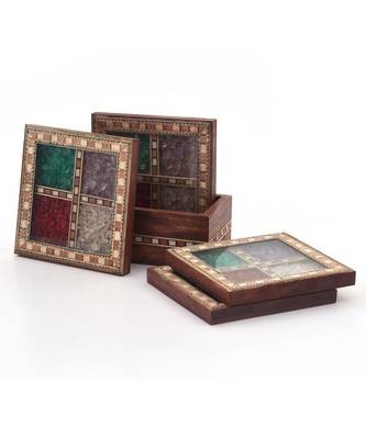 Antique Design Gemstone 4 Tea Coaster Set -198 1