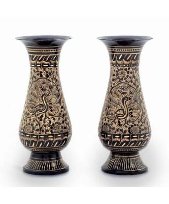 Golden Meenakari Work Flower Vase Pair Gift -201 1