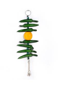 Lemon Green Chilly Wall Hanging in White Metal 285