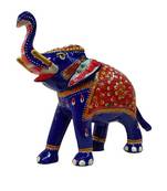 Antique Metal Handmade Big Meenakari Trunk Up Elephant Showpiece