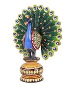 Wood Dancing Peacock Figurine Painting Craft for Home Decor