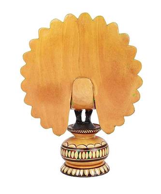 Wood Dancing Peacock Figurine Painting Craft for Home Decor 3
