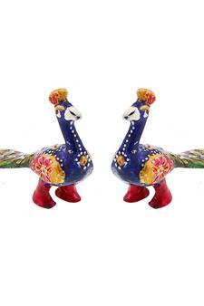 Enamel Work Pure Brass Peacock Pair Gift