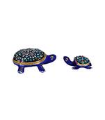 Meenakari Metal Royal Blue Handmade Tortoise Set Showpiece
