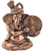 Metal Ganesha Idol Playing Dafli Wall Hanging Decor Showpiece puja Article