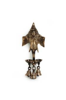 Gleeful Ganesha' Brass HandEtched Decorative Wall Hanging Diya
