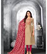 Beige embroidery modal butti unstitch straight fit churidar salwar suits
