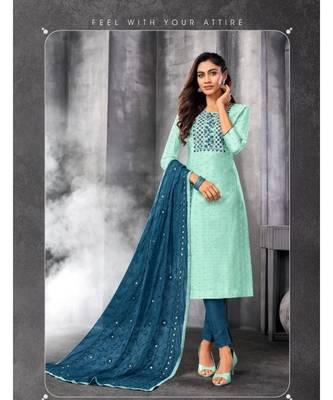 Light Blue embroidery modal butti unstitch straight fit churidar salwar suits 1