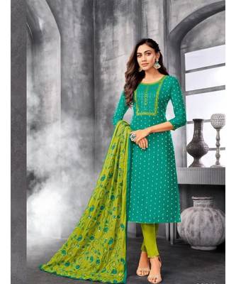 Aqua Blue embroidery modal butti unstitch straight fit churidar salwar suits 1