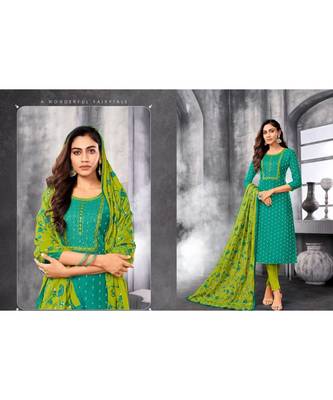 Aqua Blue embroidery modal butti unstitch straight fit churidar salwar suits 3
