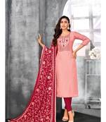 Pink embroidery modal butti unstitch straight fit churidar salwar suits