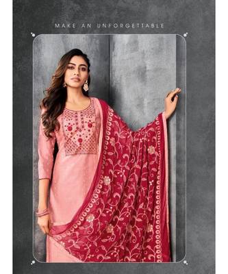Pink embroidery modal butti unstitch straight fit churidar salwar suits 2