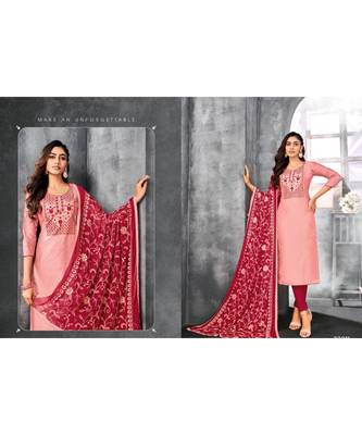 Pink embroidery modal butti unstitch straight fit churidar salwar suits 3