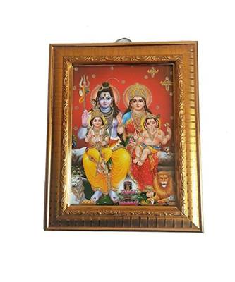 Salvus  Traditional Wooden and Acrylic Glass Photo Frame with Shiva Parivar  (Multicolor  8.5 Inch Large) 1