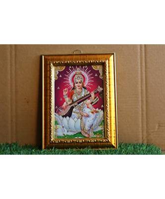 Salvus  Beautiful Photo Frame Along with Goddess Saraswati's Picture  Idol Photo Frame(Pink_8.5x7 inch) 1