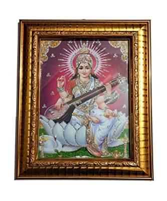 Salvus  Beautiful Photo Frame Along with Goddess Saraswati's Picture  Idol Photo Frame(Pink_8.5x7 inch) 2