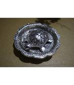 Salvus  Metal Feng Shui Turtle with Silver Color Plate Set for Vastu Remedies & Home Decor (6 Inch)