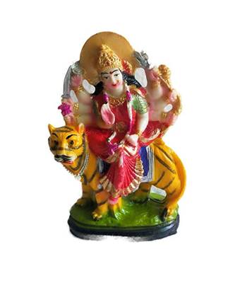 Salvus  Handmade Multicolor Marble Dust Goddess Durga Maa Idol for Pooja  Home Office Decor (3.5x6 Inch) 1