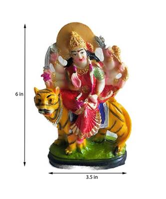 Salvus  Handmade Multicolor Marble Dust Goddess Durga Maa Idol for Pooja  Home Office Decor (3.5x6 Inch) 2