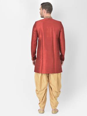 Anil Kumar Ajit Kumar Maroon hand woven cotton sherwani 4