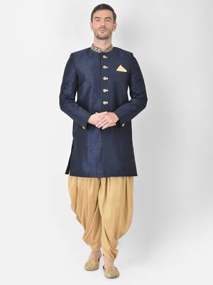 Anil Kumar Ajit Kumar Blue hand woven cotton sherwani 1