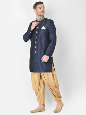 Anil Kumar Ajit Kumar Blue hand woven cotton sherwani 2