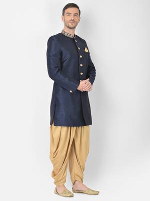 Anil Kumar Ajit Kumar Blue hand woven cotton sherwani 3