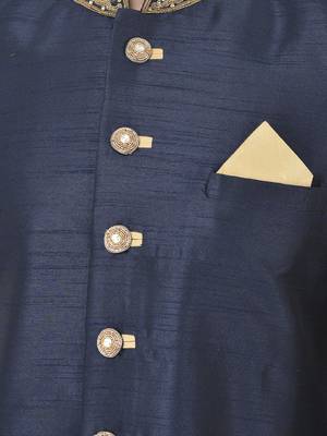 Anil Kumar Ajit Kumar Blue hand woven cotton sherwani 5
