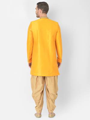 Anil Kumar Ajit Kumar Yellow hand woven cotton sherwani 3