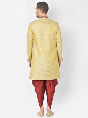 Anil Kumar Ajit Kumar Beige hand woven cotton sherwani 4