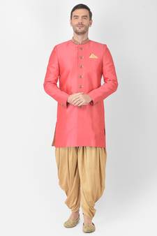 Anil Kumar Ajit Kumar Pink hand woven cotton sherwani