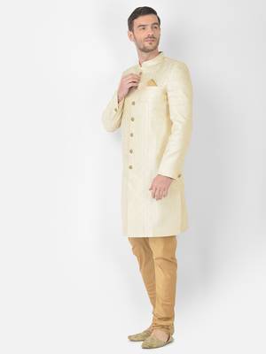 Anil Kumar Ajit Kumar Gold hand woven banarasi sherwani 2