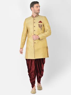 Anil Kumar Ajit Kumar Gold hand woven banarasi sherwani 1