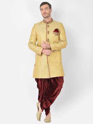 Anil Kumar Ajit Kumar Gold hand woven banarasi sherwani 1