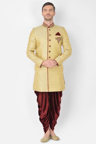 Anil Kumar Ajit Kumar Gold hand woven banarasi sherwani
