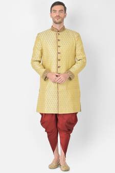 Anil Kumar Ajit Kumar Gold hand woven banarasi sherwani