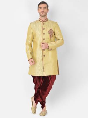 Anil Kumar Ajit Kumar Gold hand woven banarasi sherwani 1