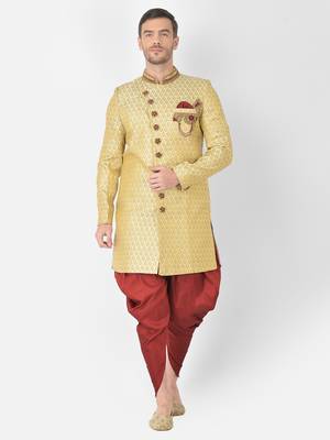 Anil Kumar Ajit Kumar Gold hand woven banarasi sherwani 1