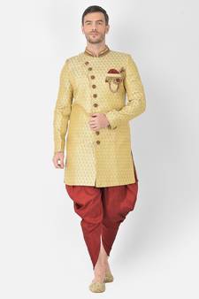 Anil Kumar Ajit Kumar Gold hand woven banarasi sherwani