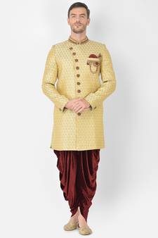 Anil Kumar Ajit Kumar Gold hand woven banarasi sherwani