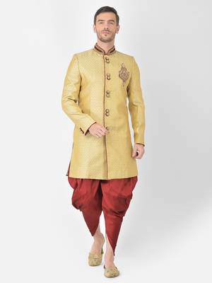 Anil Kumar Ajit Kumar Gold hand woven banarasi sherwani 1
